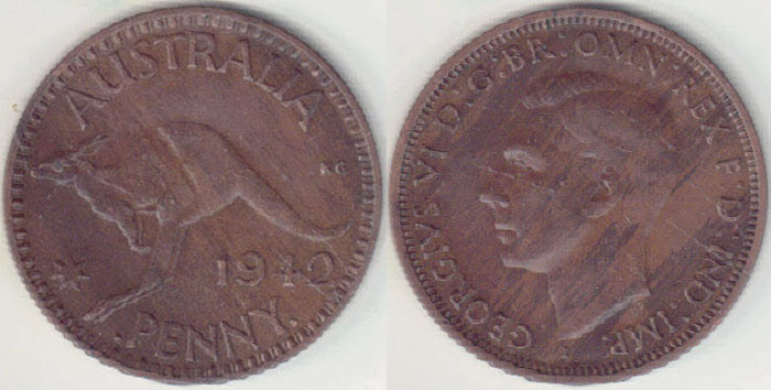 1942 I Australia Penny (lamination) A001317